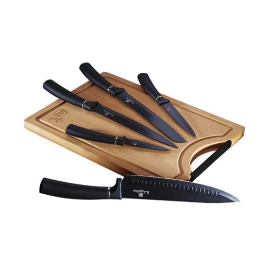 Set 5 cuțite bucătărie din inox și tocător din bambus ReTaste recenzie pret si pareri